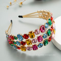 Bandeau fascia per capelli Wide Gem Stone Headband Luxury Hair Accessories Baroque Gorgeous Rhinestones Alloy Retro Hairband